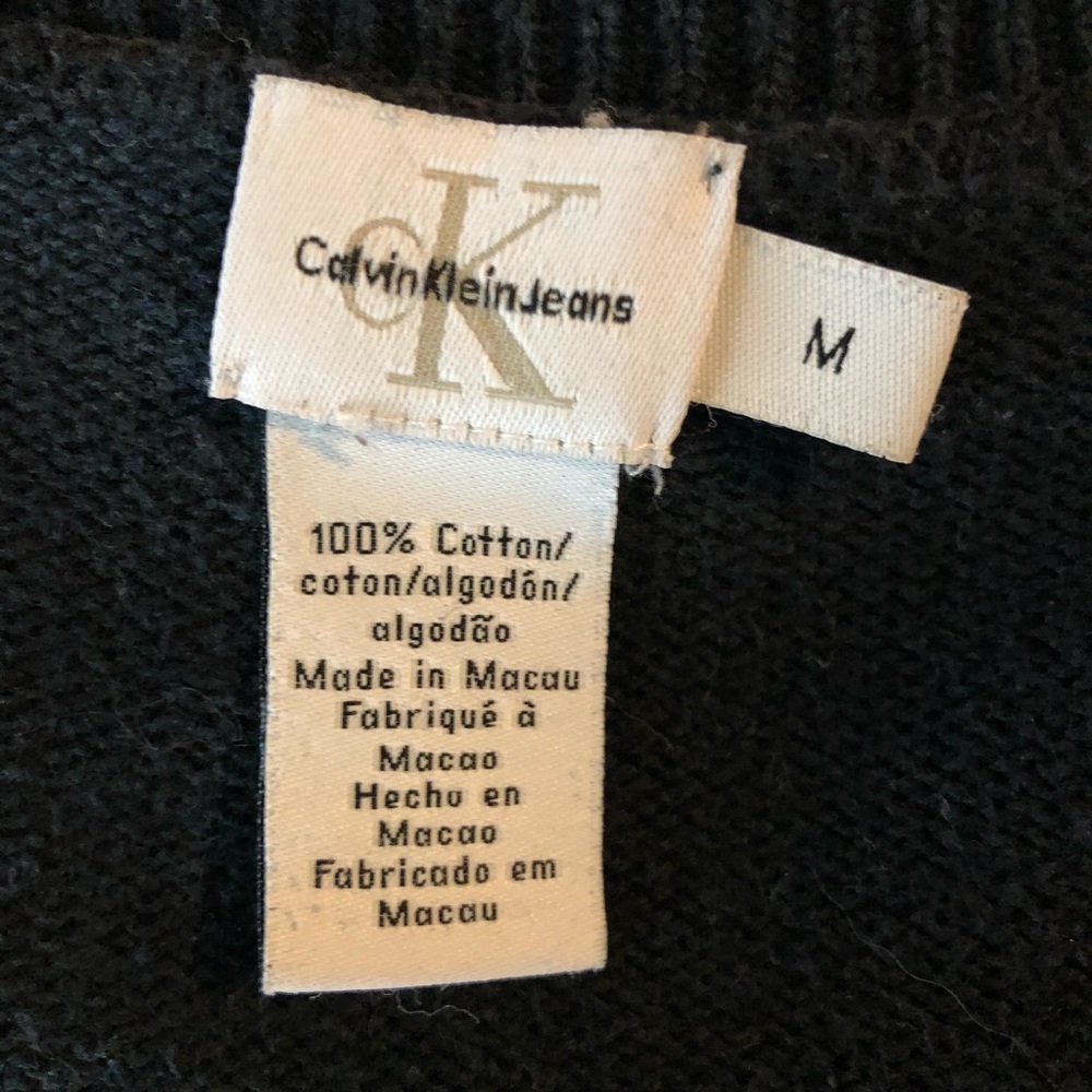 Vintage 90s Calvin Klein Logo V Neck Sweater - Picture 4 of 4